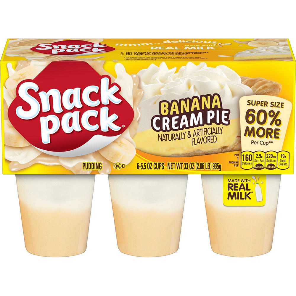 Snack Pack Super Size Banana Cream Pie Pudding Cups, 6 ct