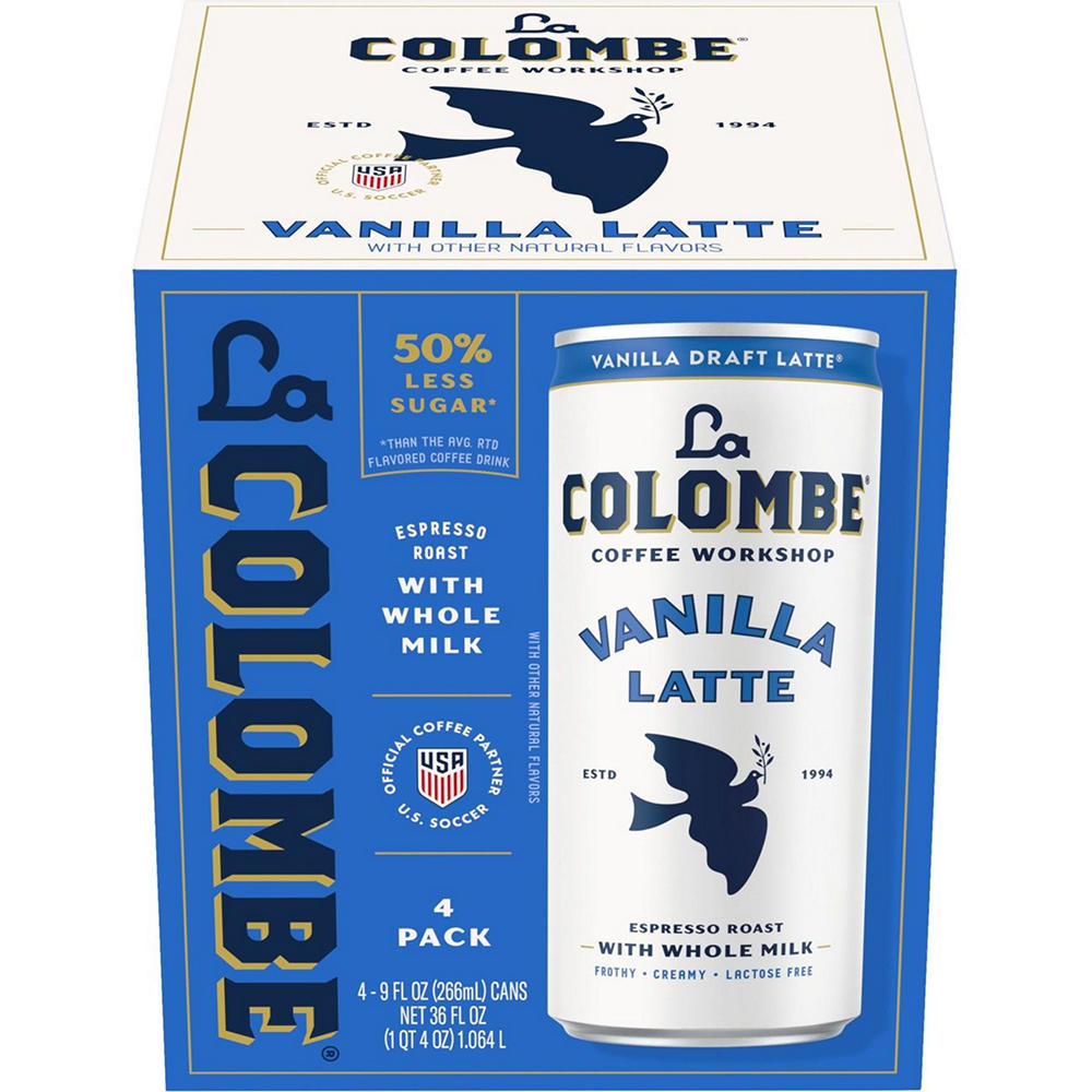 La Colombe Vanilla Draft Latte Espresso Roast with Milk 4 pk Cans, 9 oz