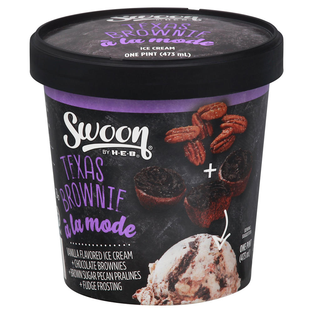 Swoon by H-E-B Texas Brownie à la Mode Ice Cream, 1 pt