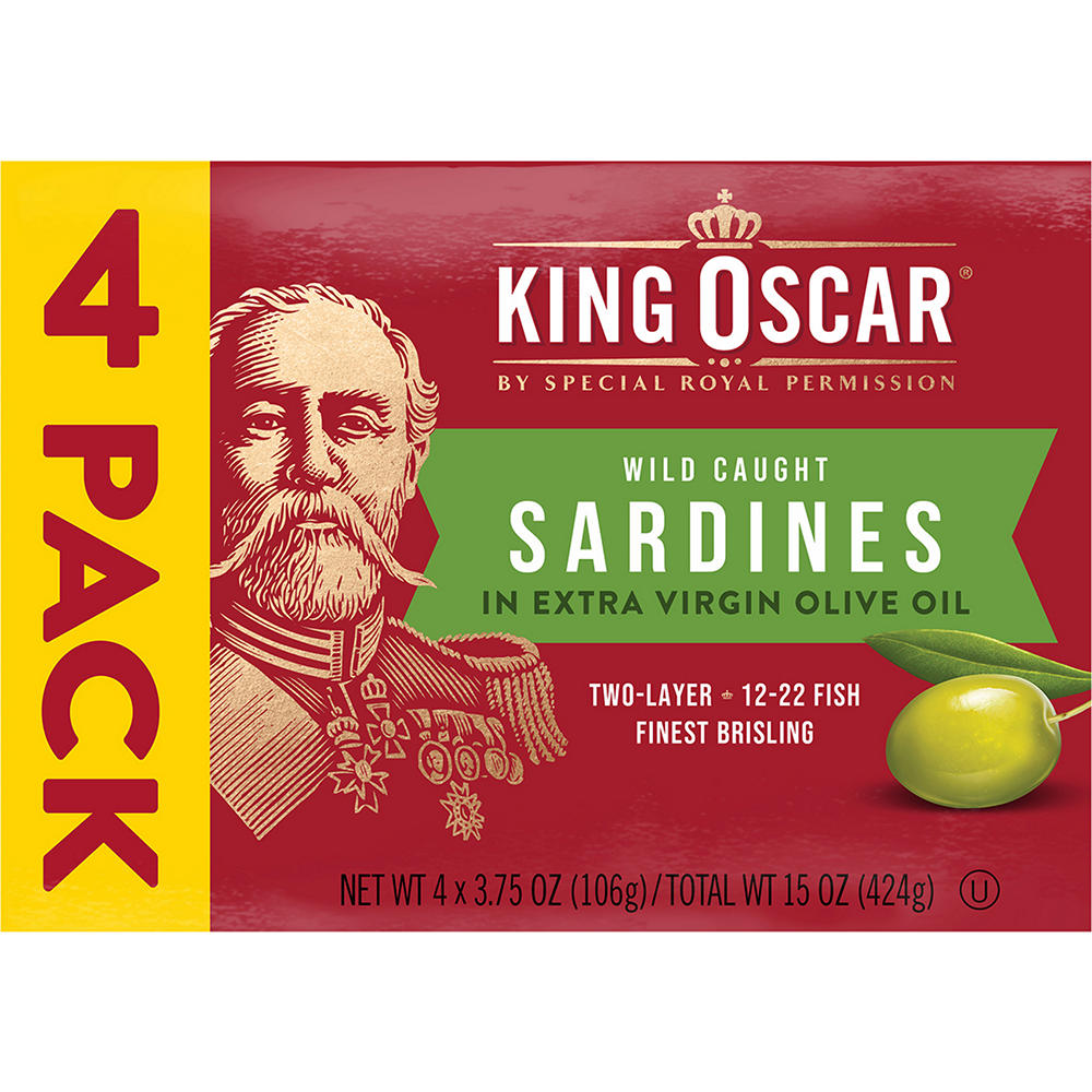 King Oscar Wild Caught Sardines in Extra Virgin Olive Oil 4 pk, 3.75 oz