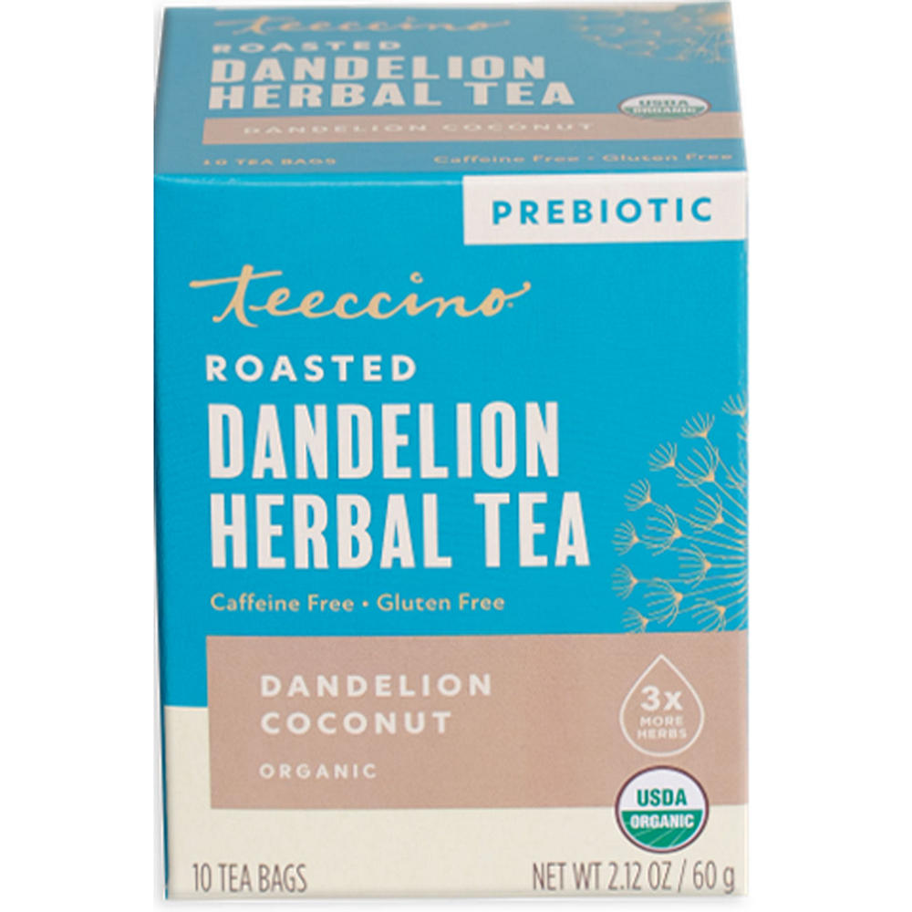 Teeccino Dandelion Coconut Roasted Herbal Tea Bags, 10 ct