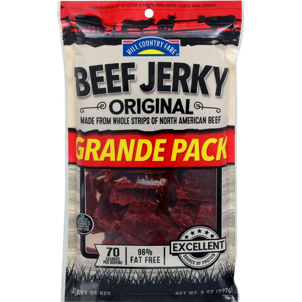 Hill Country Fare 10g Protein Original Beef Jerky Grande Pack, 8 oz