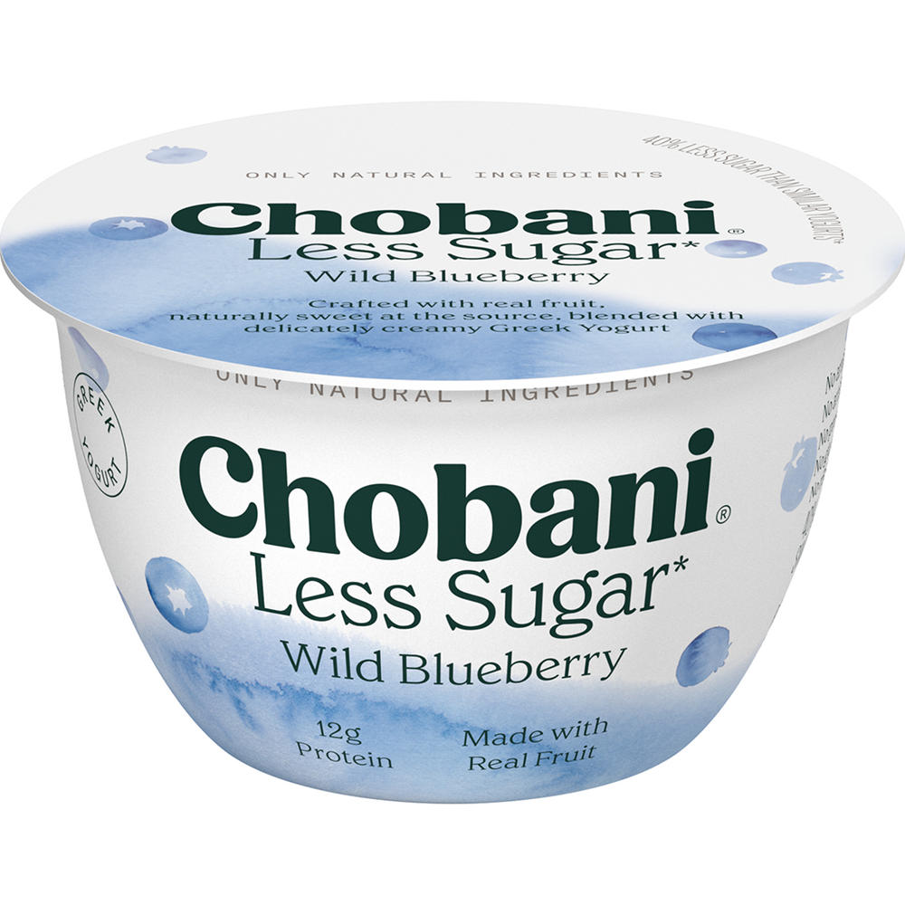 Chobani Less Sugar Low-Fat Wild Blueberry Greek Yogurt, 5.3 oz