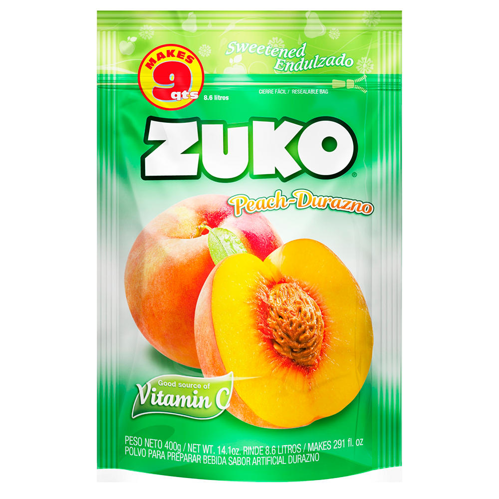 Zuko Drink Mix Resealable Bag - Peach, 14.1 oz
