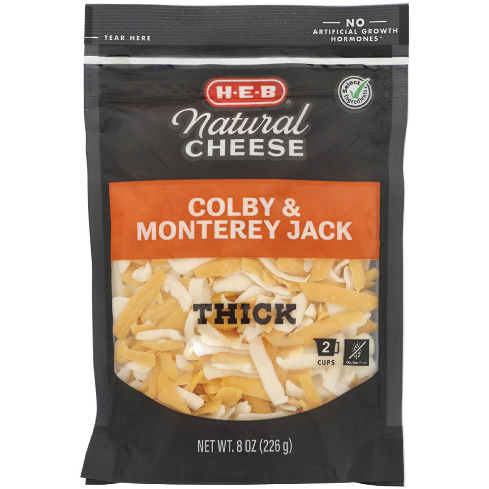H-E-B Colby & Monterey Jack Shredded Cheese, Thick Cut, 8 oz