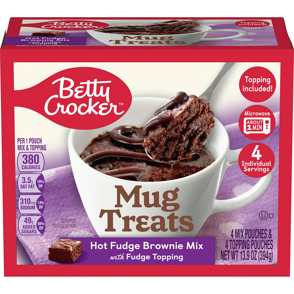 Betty Crocker Mug Treats Hot Fudge Brownie Mix with Fudge Topping, 4 ct