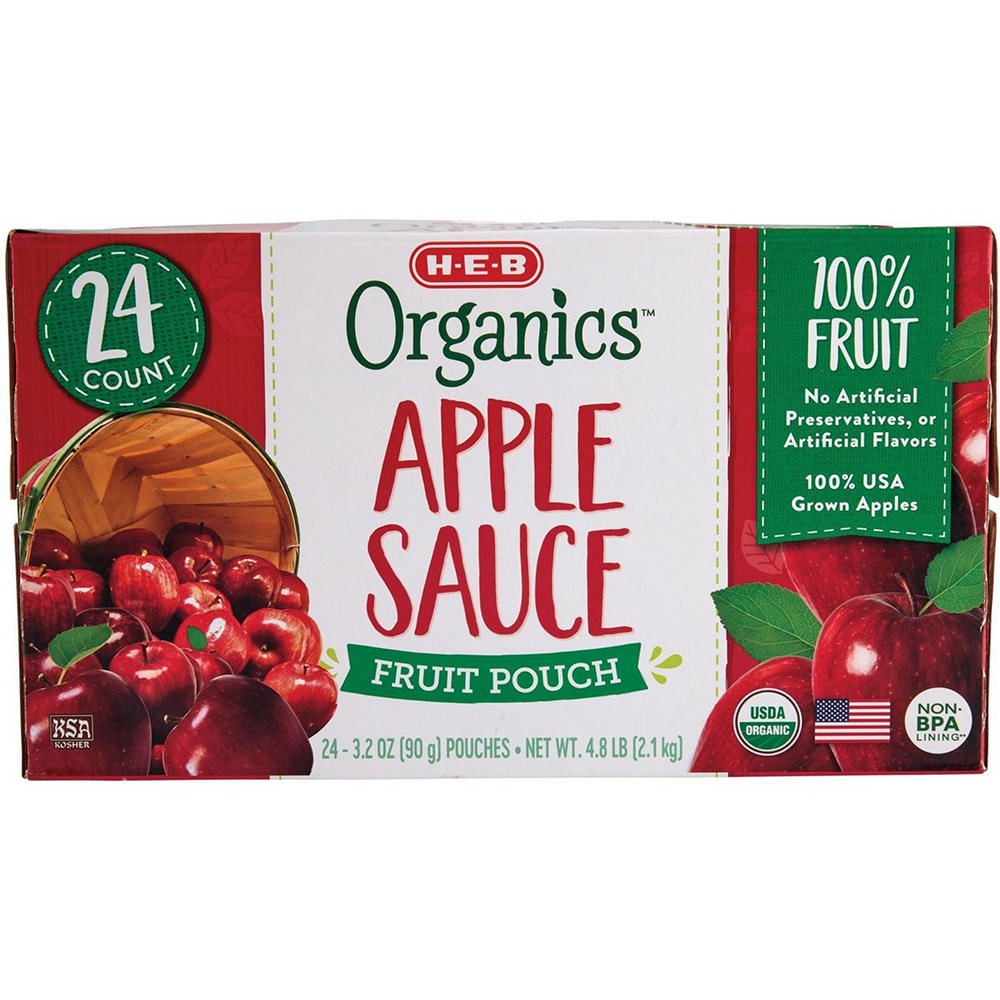 H-E-B Organics Applesauce Pouches, Value Pack, 24 ct