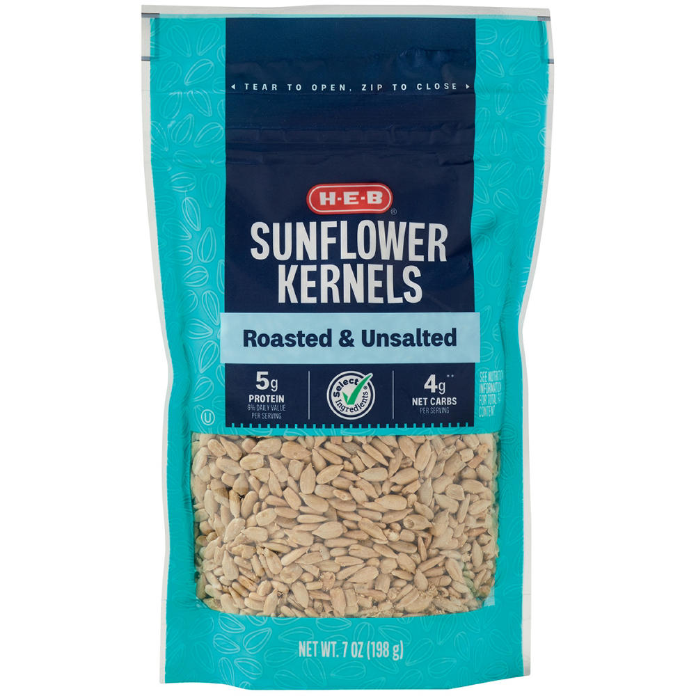 H-E-B Unsalted Roasted Sunflower Kernels, 7 oz