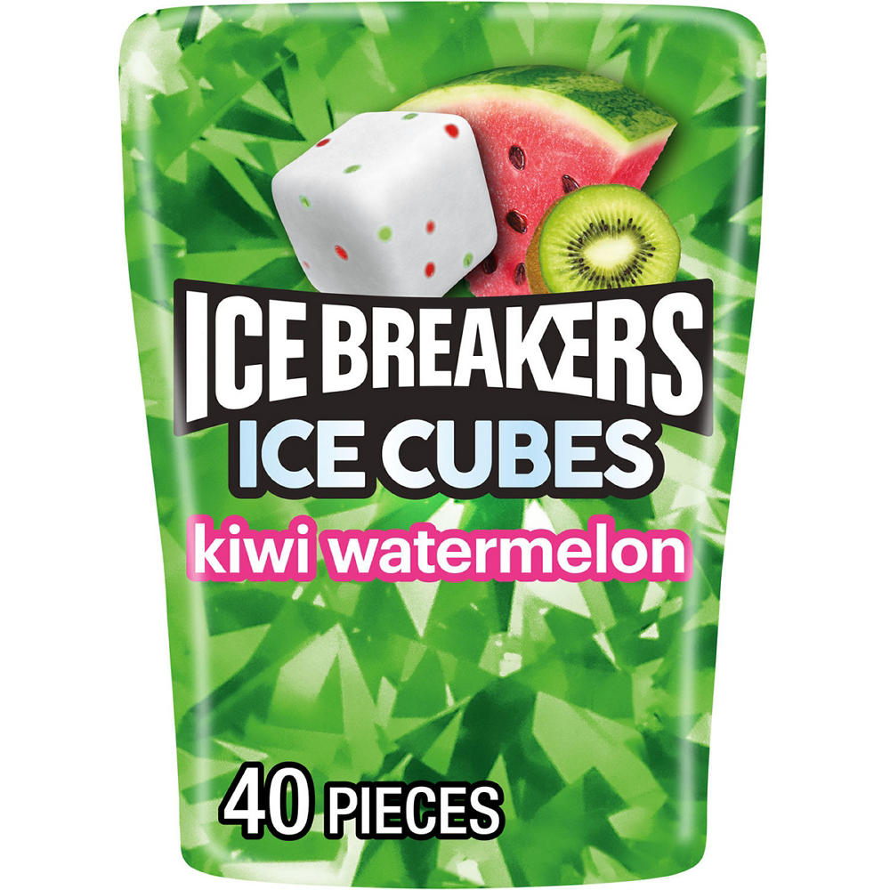 Ice Breakers Ice Cubes Kiwi Watermelon Sugar Free Chewing Gum, 40 pc