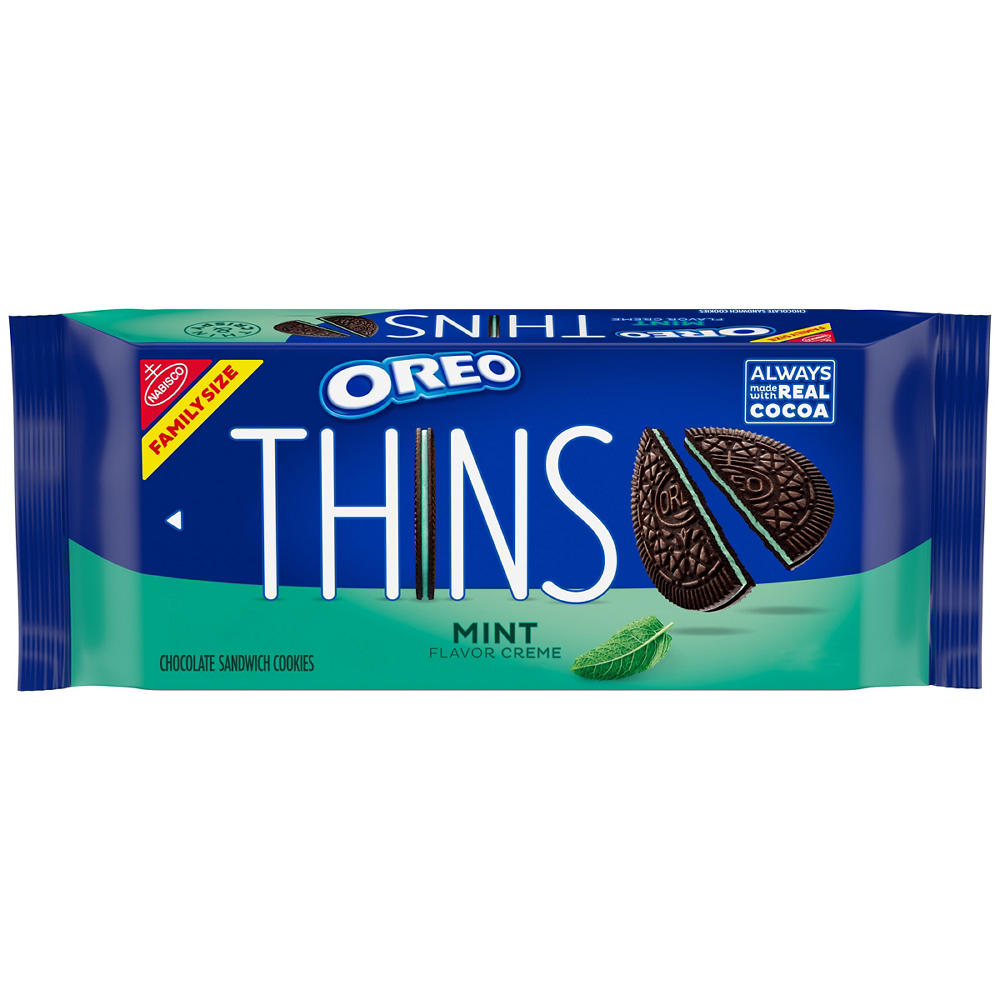 OREO Thins Mint Creme Chocolate Sandwich Cookies - Family Size, 11.7 oz
