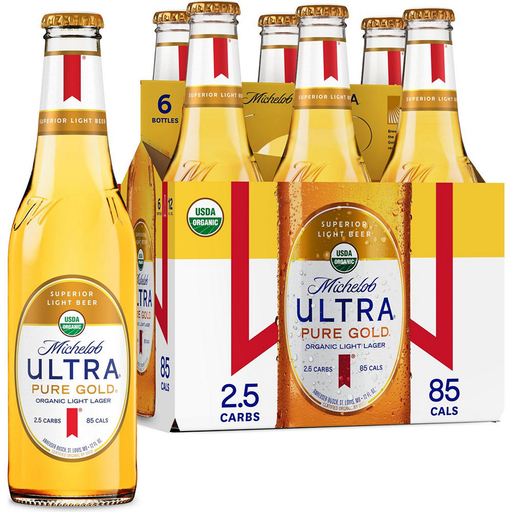 Michelob ULTRA Pure Gold Organic Light Lager Beer 6 pk Bottles, 12 oz