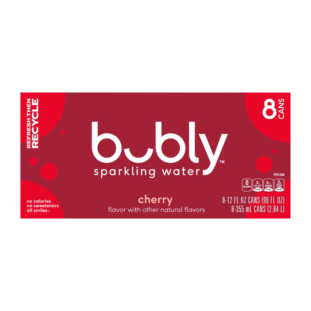 Bubly Cherry Sparkling Water 8 pk Cans, 12 oz