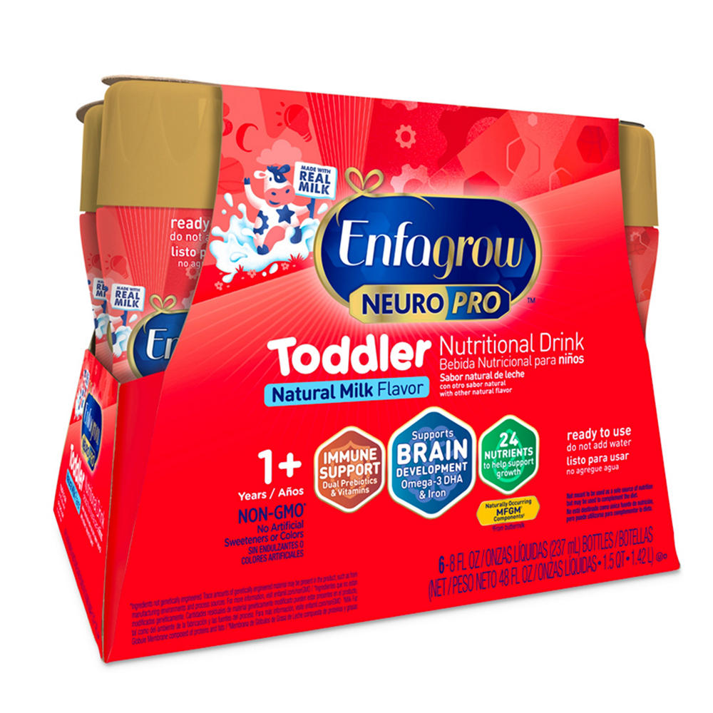 Enfagrow NeuroPro Toddler Nutritional Drink - Brain-supporting Trio, 8 oz Bottles, Ready to Use, 6 ct