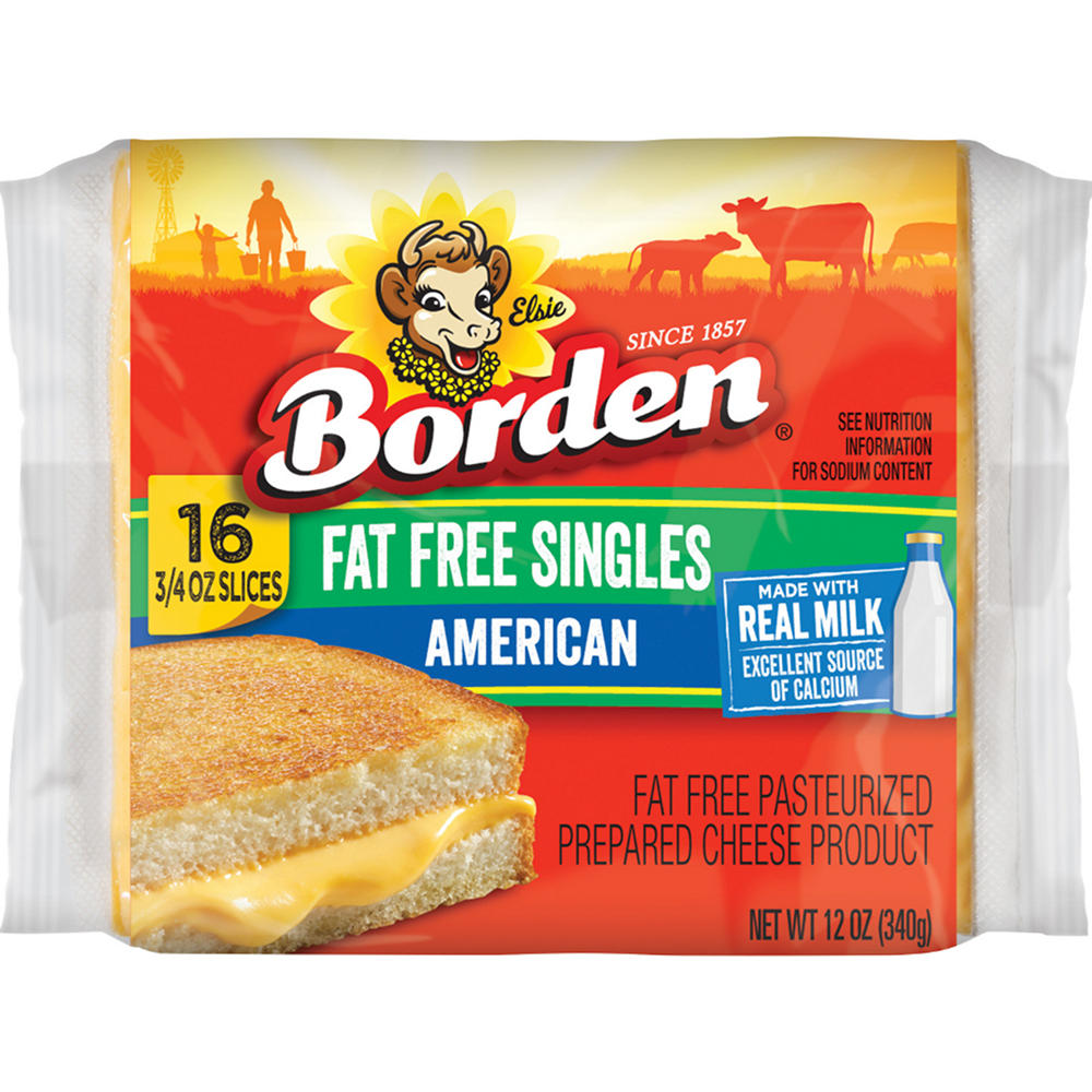 Borden American Cheese Singles, Fat Free, 16 ct