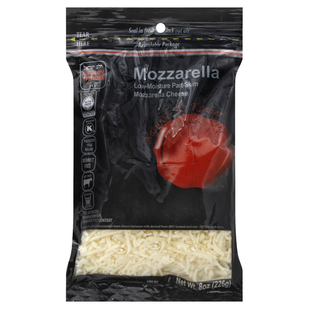 Natural & Kosher Mozzarella Shreds, 8 oz
