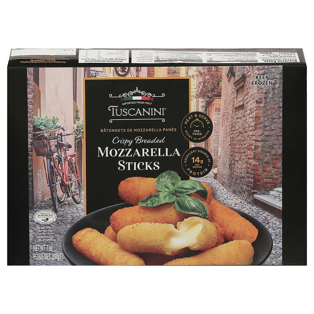Tuscanini Kosher Crispy Breaded Mozzarella Sticks, 7 oz