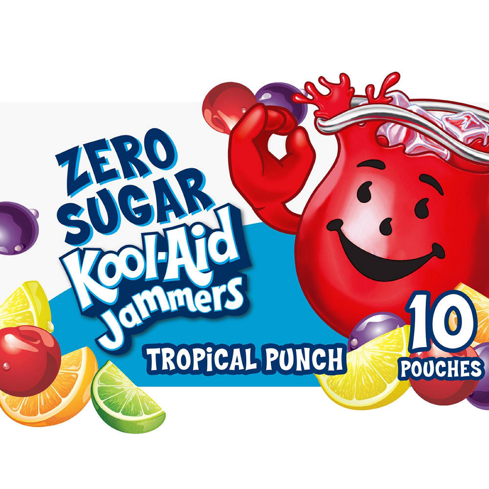 Kool-Aid Zero Sugar Jammers Tropical Punch Drink 10 pk Pouches, 6 oz