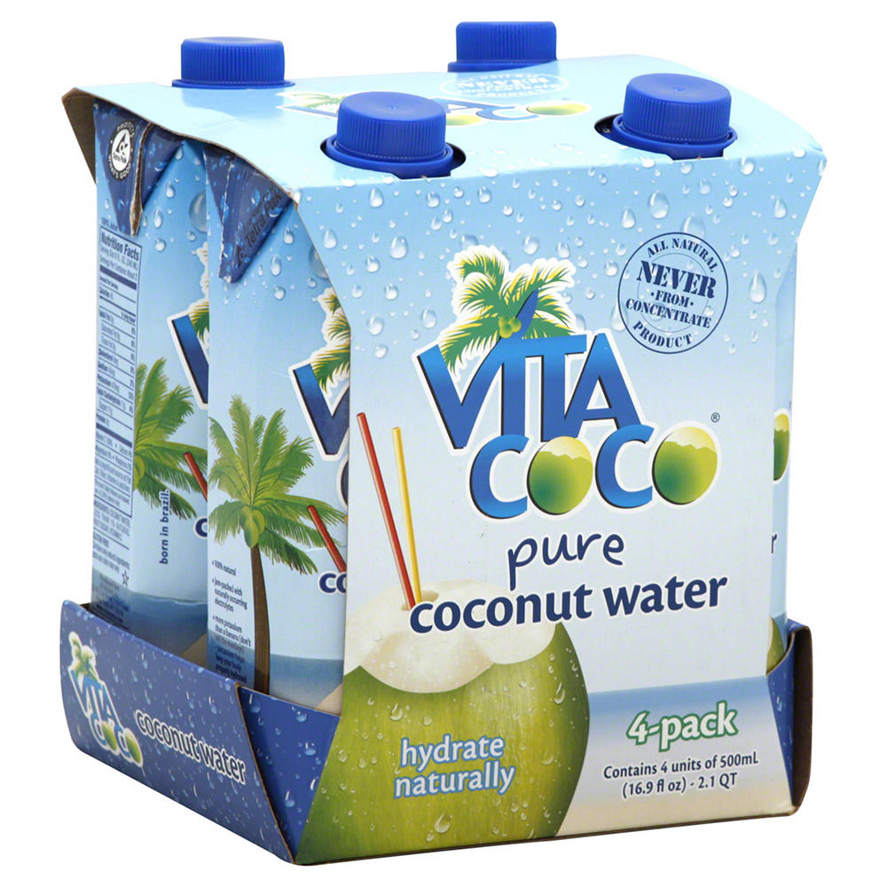 Vita Coco Pure Coconut Water 16.9 oz Bottles, 4 pk