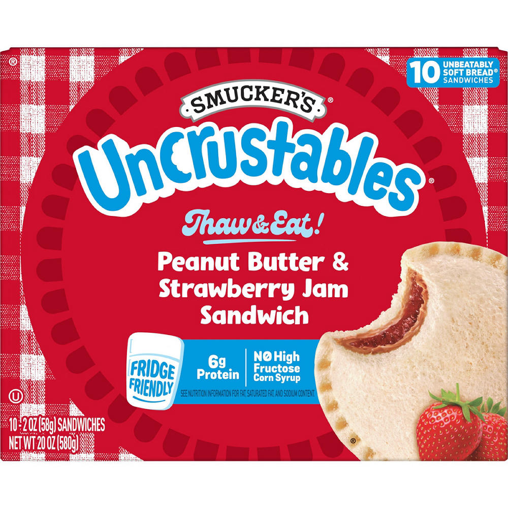 Smucker's Uncrustables Peanut Butter & Strawberry Jam Sandwiches, 10 ct