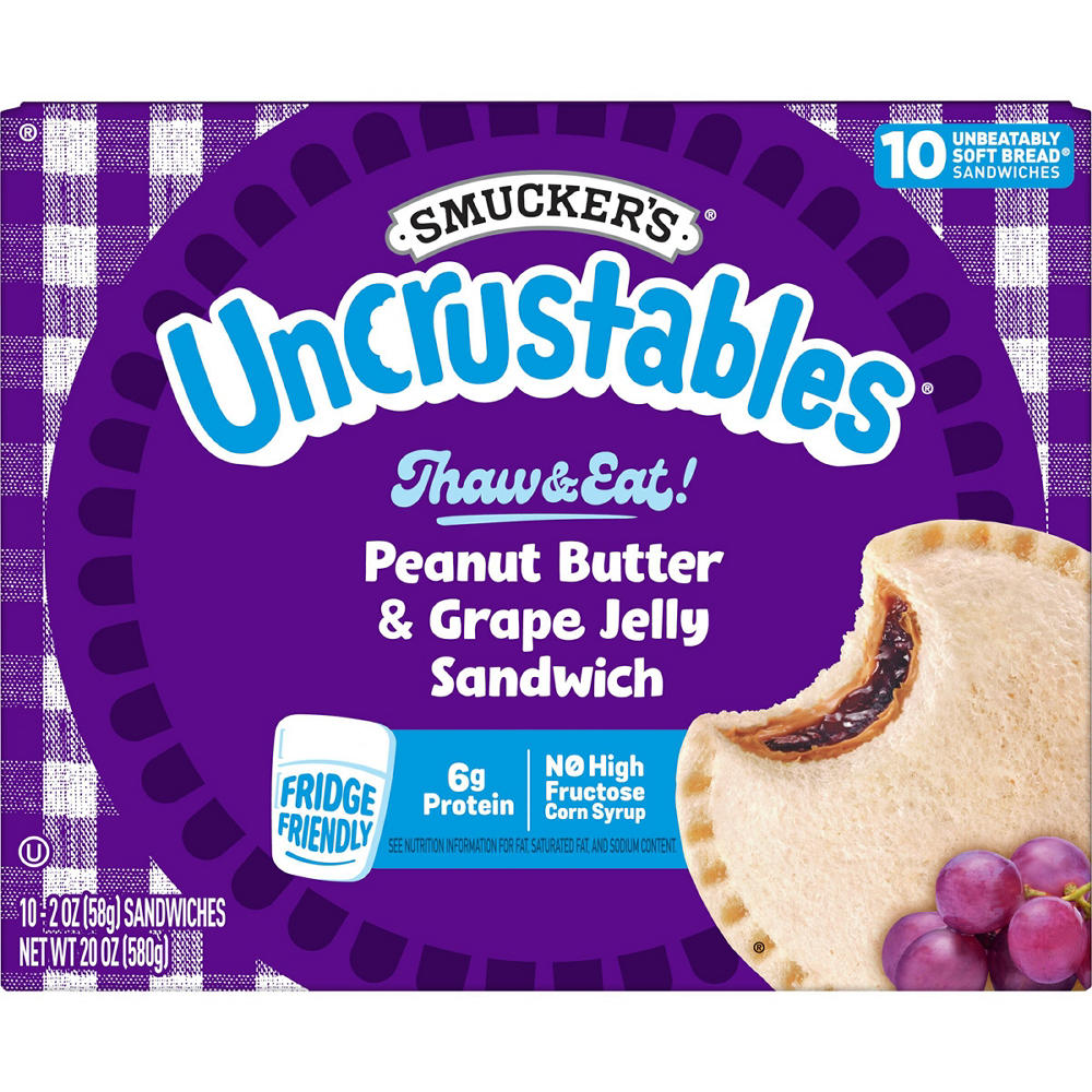 Smucker's Uncrustables Peanut Butter & Grape Jelly Sandwiches, 10 ct