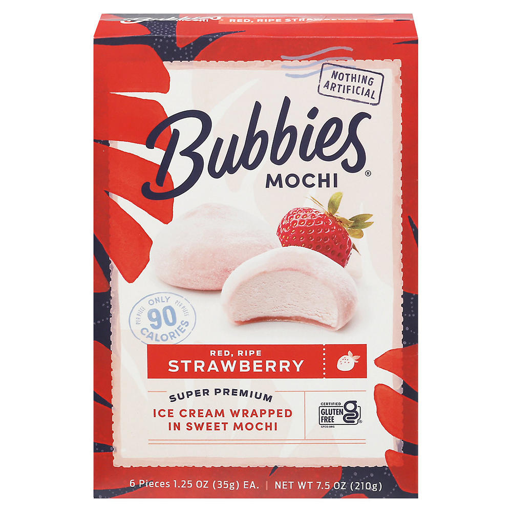 Bubbies Mochi Strawberry Ice Cream, 6 ct