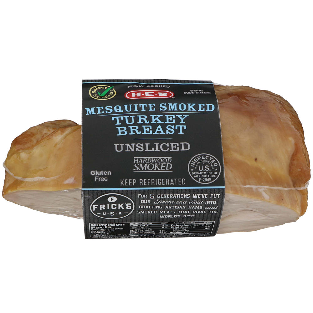 H-E-B Fully Cooked Mesquite-Smoked Unsliced Turkey Breast, Avg. 7.0 lbs