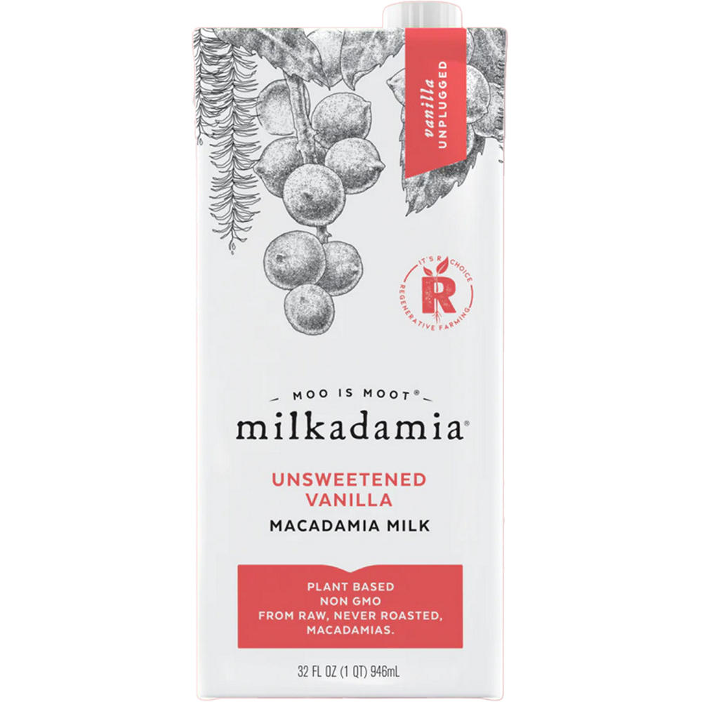 Milkadamia Unsweetened Vanilla Macadamia Milk, 32 oz