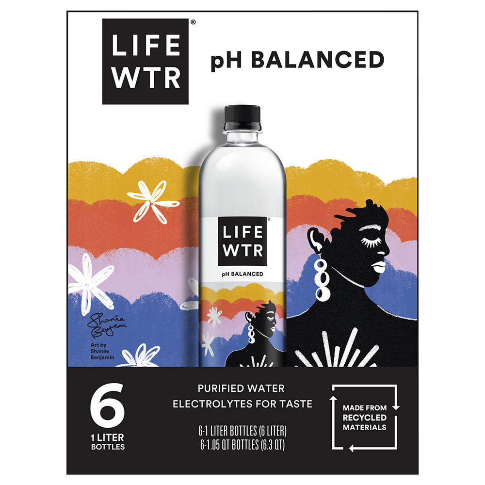 LifeWtr Purified Water 6 pk Bottles, 1 L