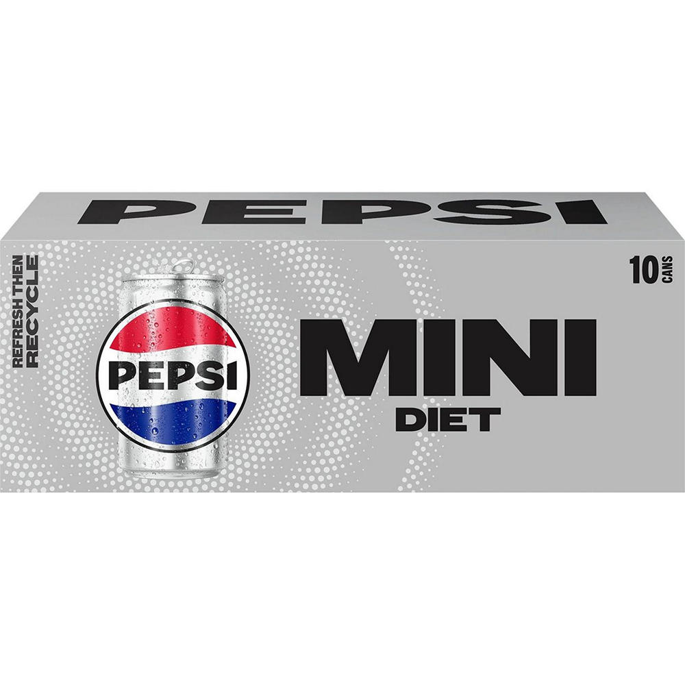 Pepsi Diet Cola Soda Soft Drink 10 pk Mini Cans, 7.5 oz