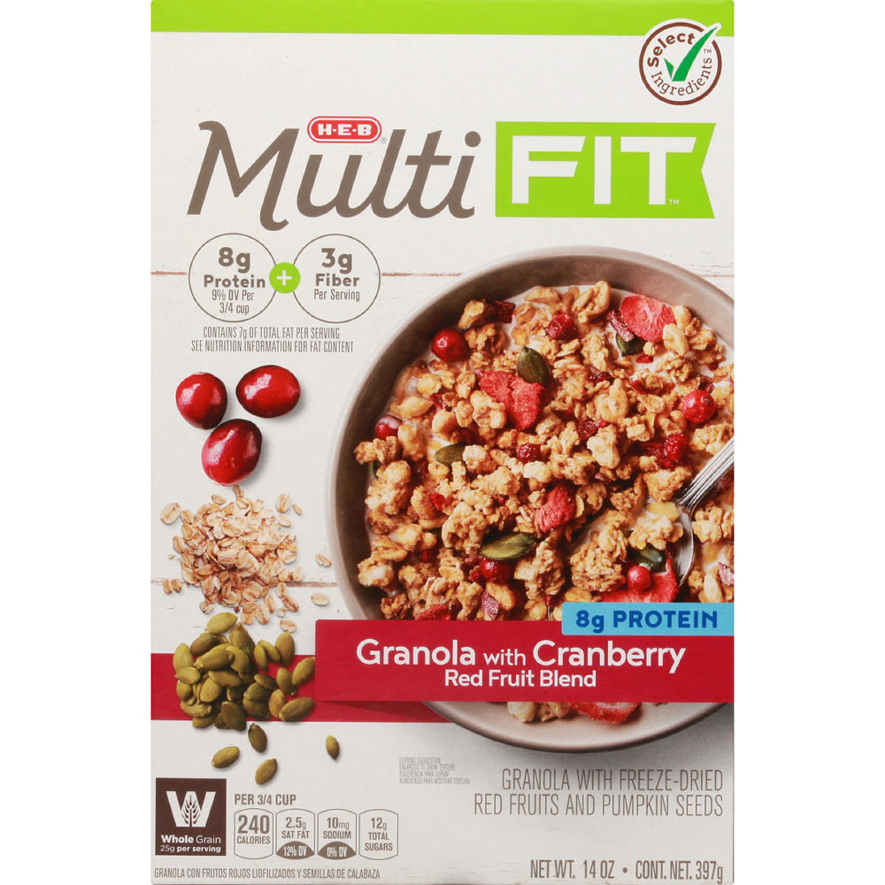 H-E-B MultiFIT Granola with Cranberry Red Fruit Blend, 14 oz
