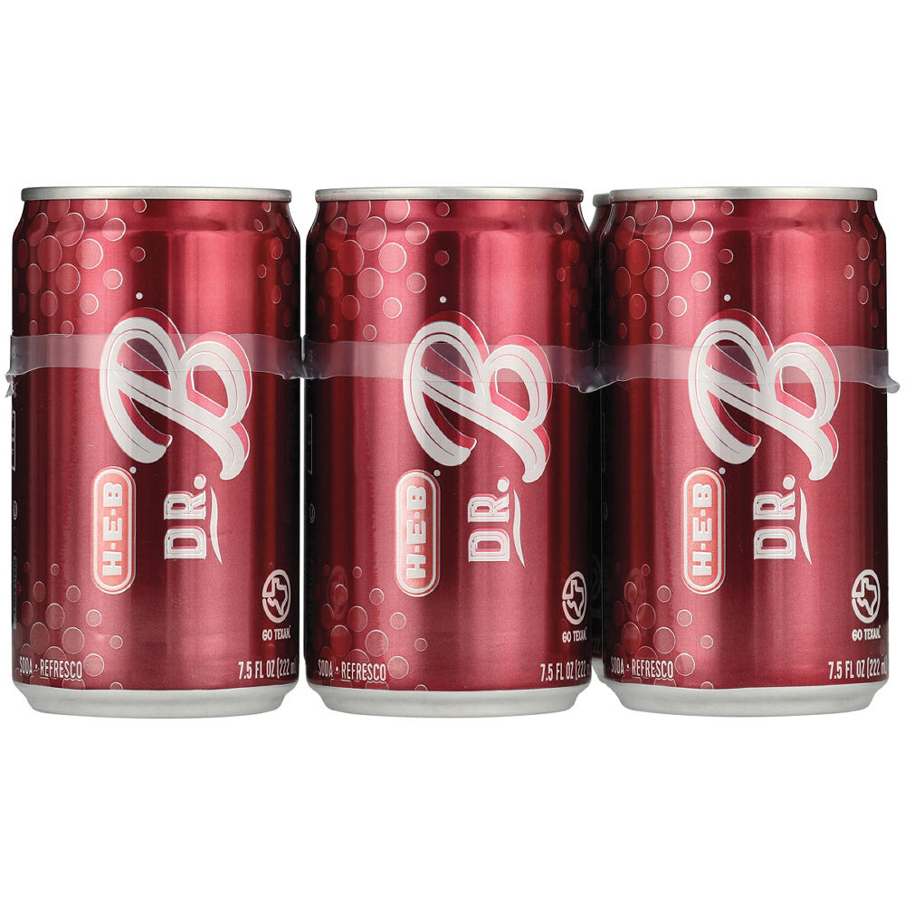 H-E-B Dr. B Soda 6 pk Mini Cans, 7.5 oz