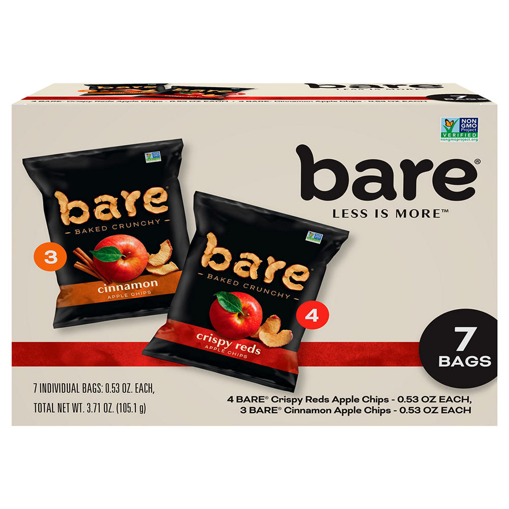 Bare Baked Crunchy Apple Chips Variety Snack Packs, 7 ct