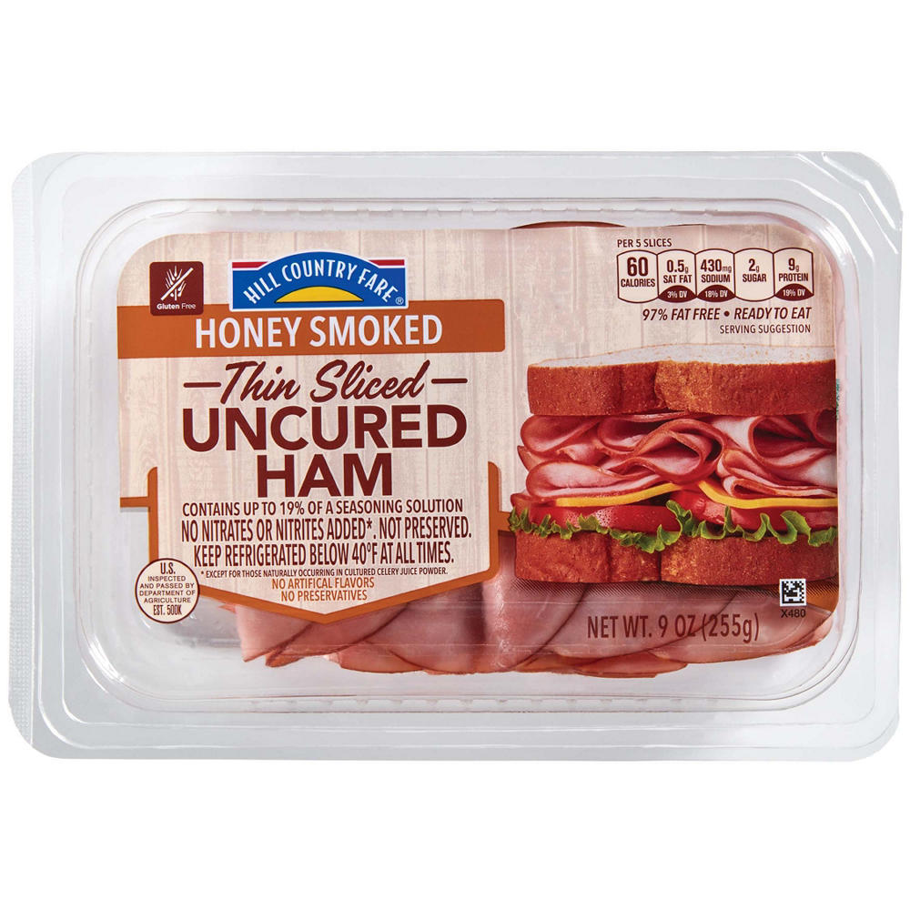 Hill Country Fare Thin Sliced Honey-Smoked Uncured Ham Lunch Meat, 9 oz