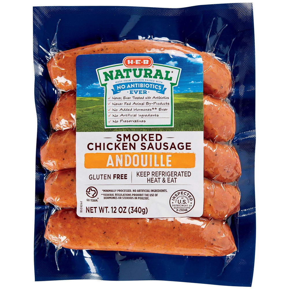 H-E-B Natural Smoked Chicken Sausage Links - Andouille, 5 ct