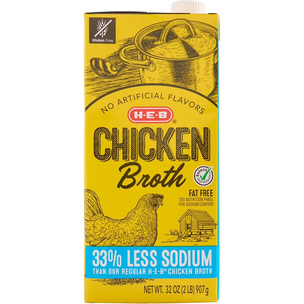 H-E-B Reduced Sodium Chicken Broth, 32 oz