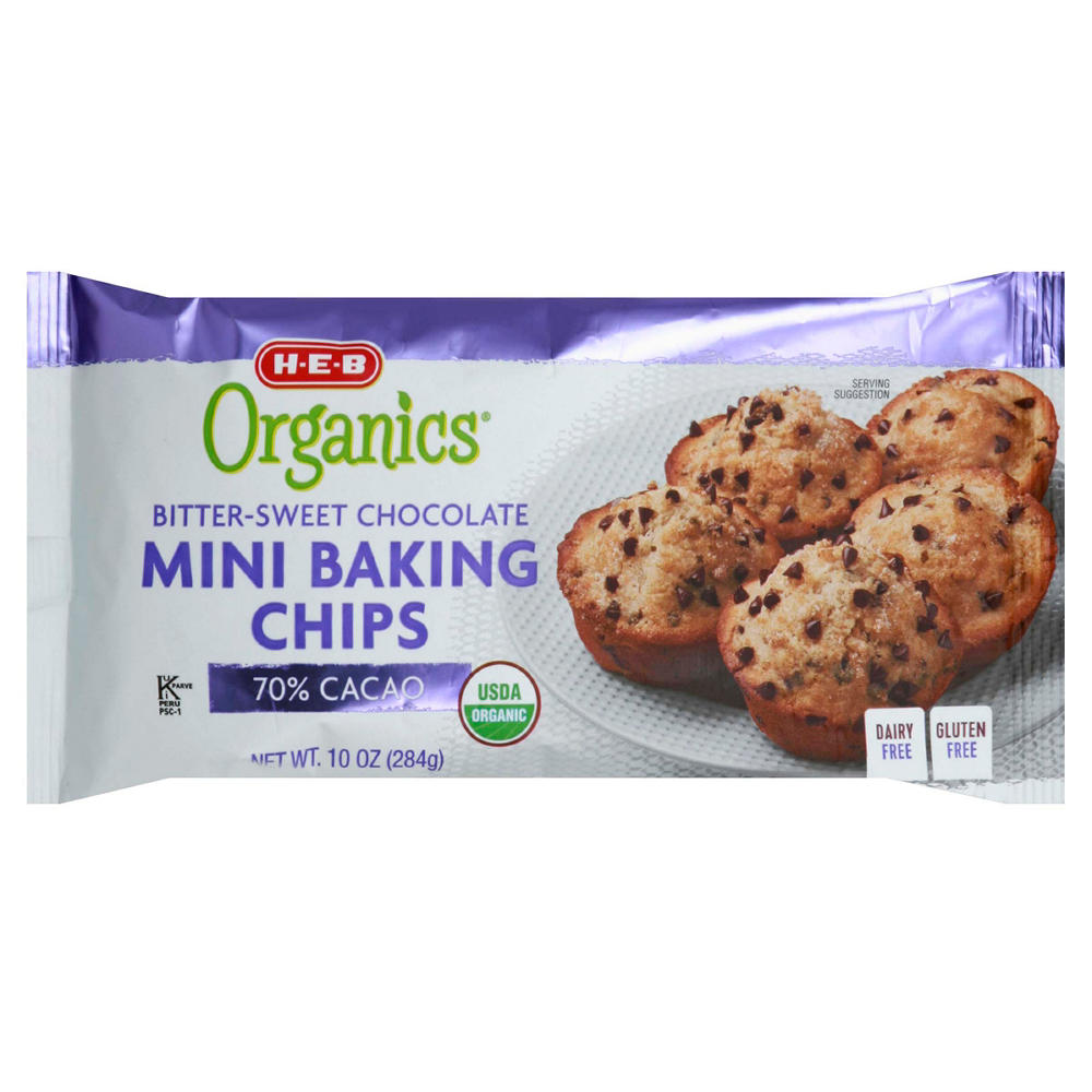 H-E-B Organics 70% Cacao Bittersweet Chocolate Mini Baking Chips, 10 oz