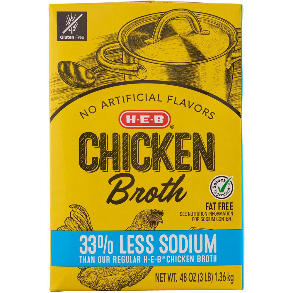 H-E-B Reduced Sodium Chicken Broth, 48 oz