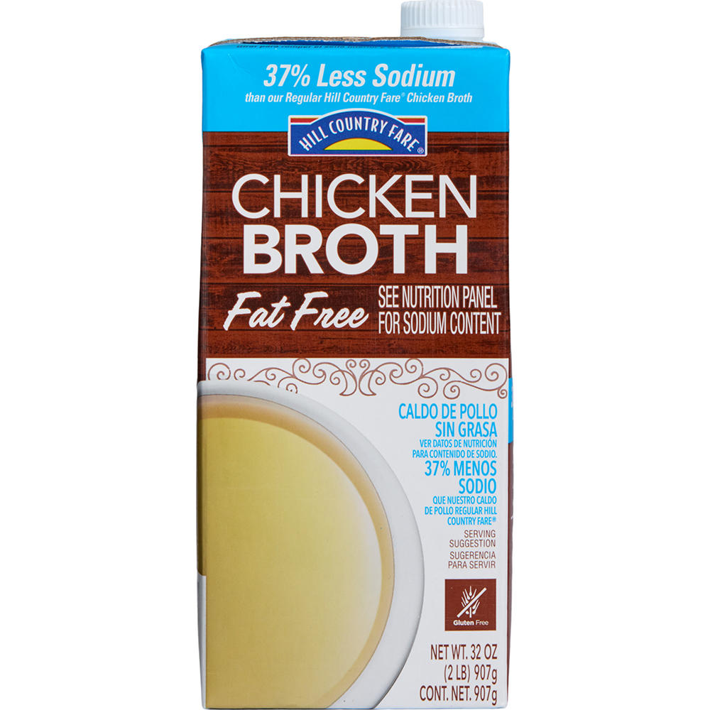 Hill Country Fare Reduced Sodium Chicken Broth, 32 oz