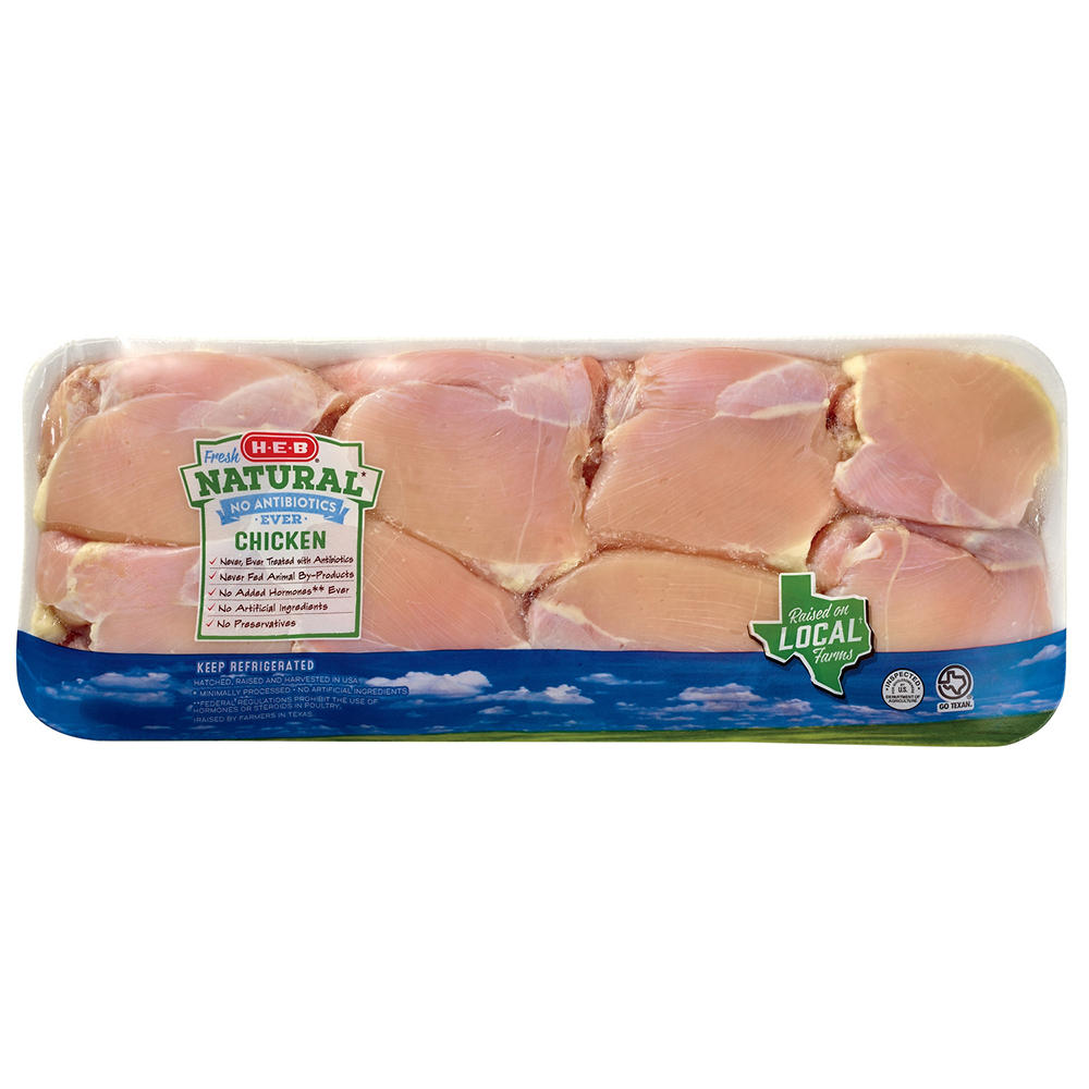 H-E-B Natural Boneless Skinless Chicken Thighs , Avg. 2.84 lbs
