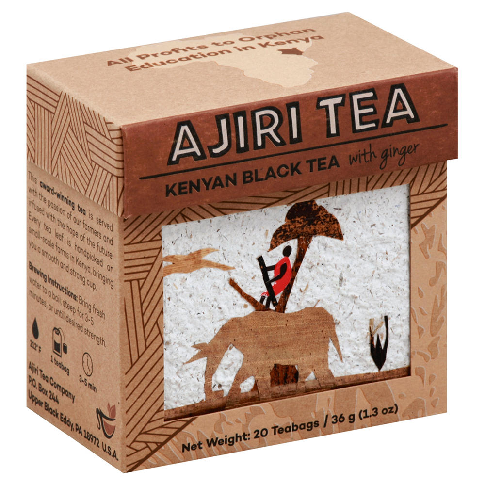 Ajiri Tea Kenyan Black Tea with Ginger Tea Bags, 20 ct