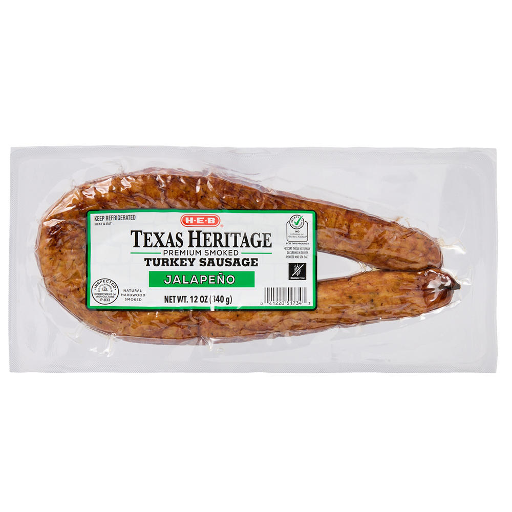 H-E-B Texas Heritage Smoked Turkey Sausage - Jalapeno, 12 oz