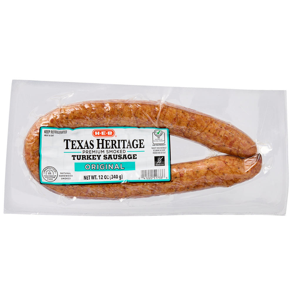 H-E-B Texas Heritage Smoked Turkey Sausage - Original, 12 oz