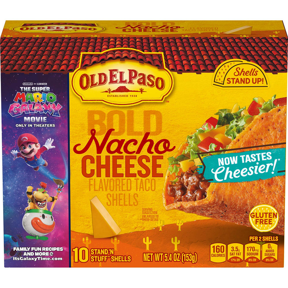 Old El Paso Bold Nacho Cheese Stand 'N Stuff Taco Shells, 10 ct