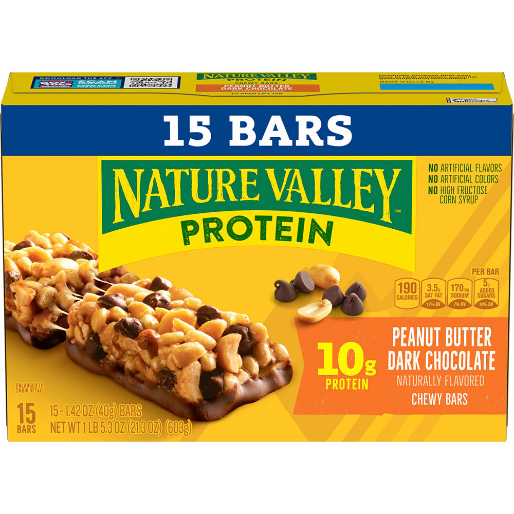 Nature Valley 10g Protein Chewy Bars - Peanut Butter Dark Chocolate, 15 ct
