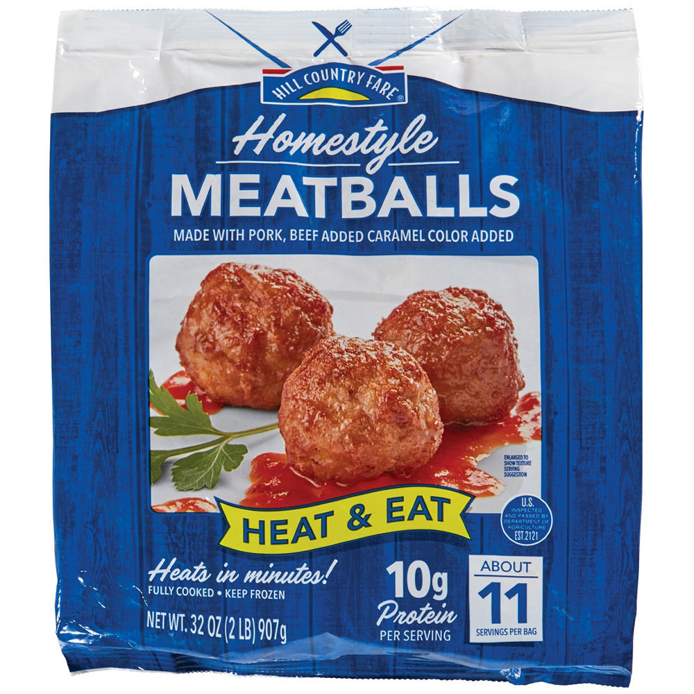 Hill Country Fare Heat & Eat Frozen Meatballs - Homestyle, 32 oz