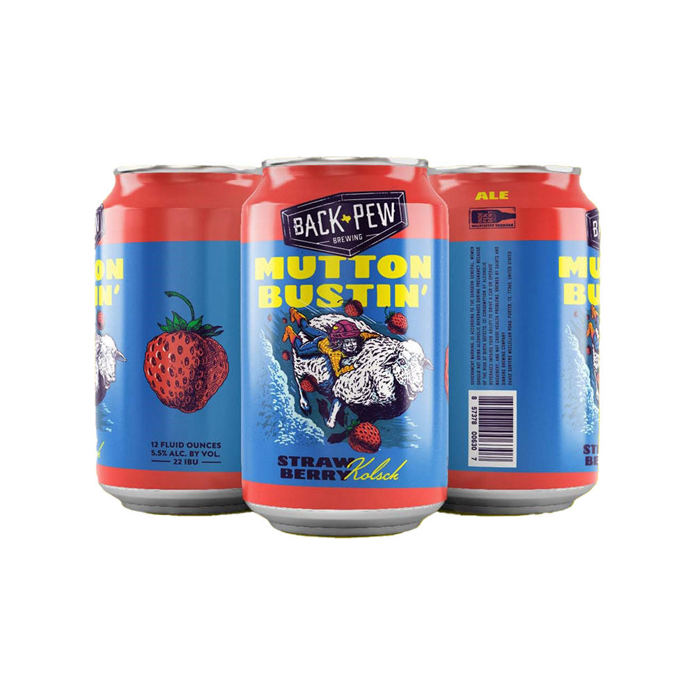 Back Pew Brewing Mutton Bustin' Strawberry Kolsch Craft Beer, 6 pk