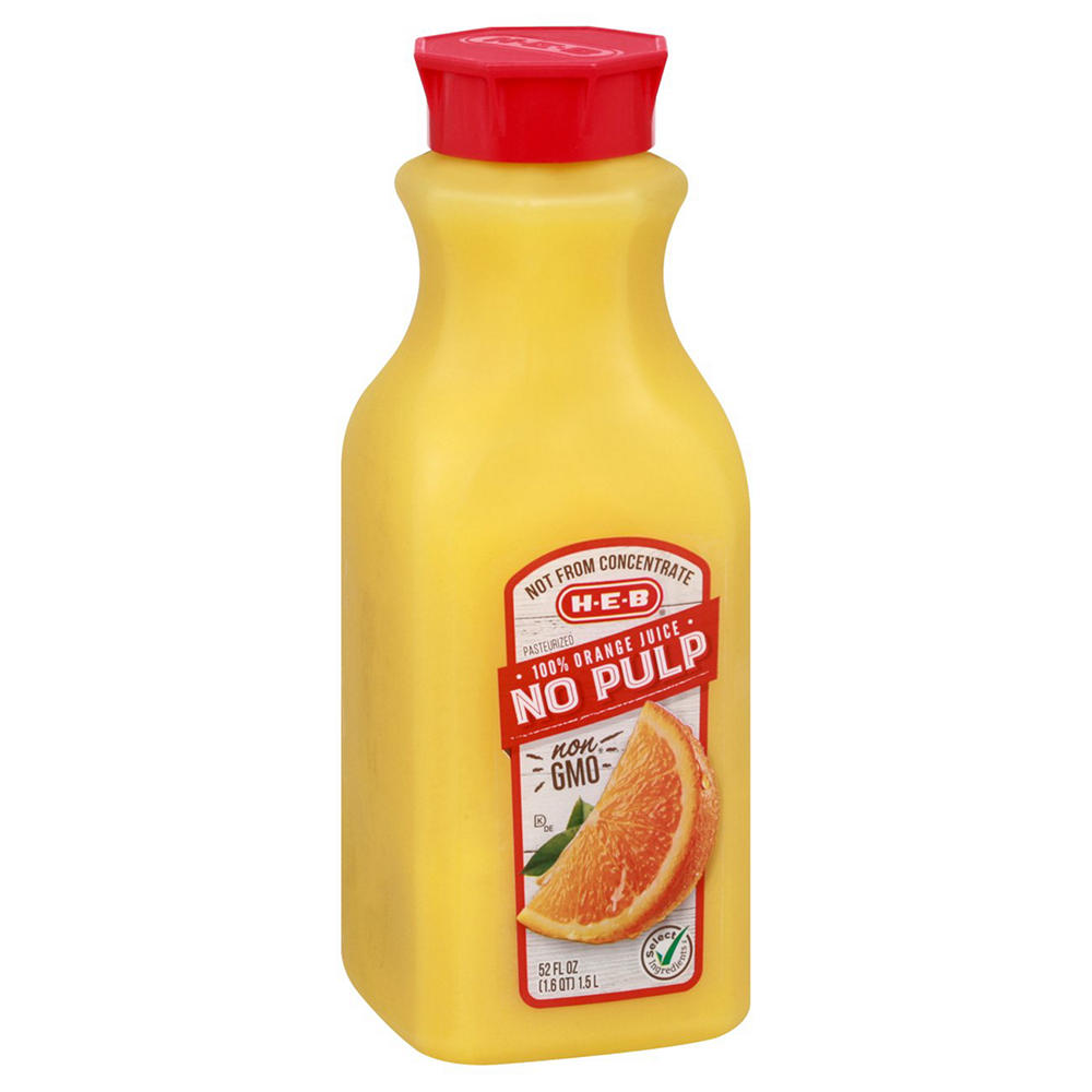 H-E-B 100% Orange Juice - No Pulp, 52 oz
