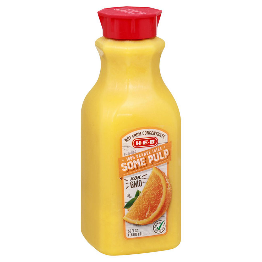 H-E-B 100% Orange Juice - Some Pulp, 52 oz