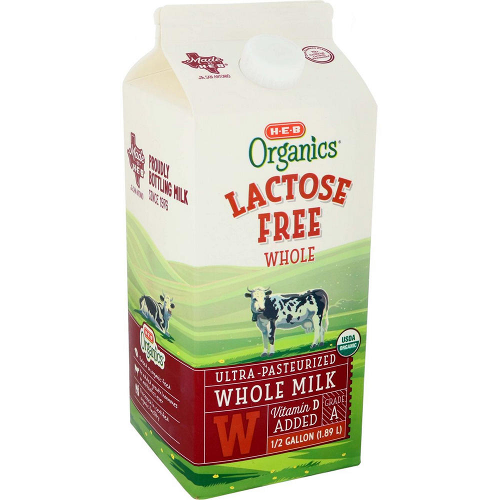 H-E-B Organics Lactose Free Whole Milk, 1/2 gal