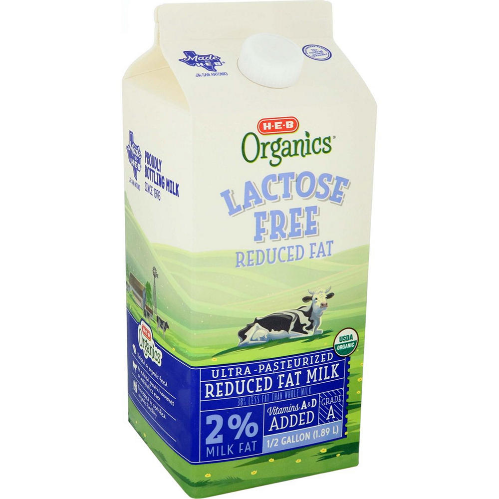 H-E-B Organics Lactose Free 2% Reduced Fat Milk, 1/2 gal